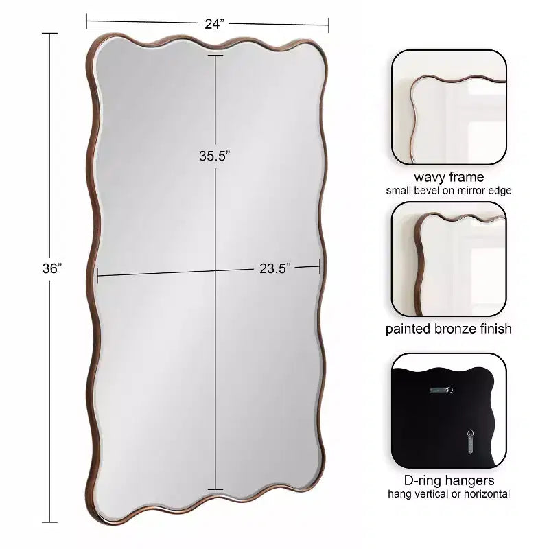 Miroir rectangulaire festonné en bronze