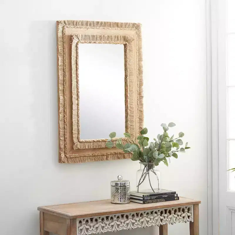 Miroir mural rectangulaire en bois de Bohême