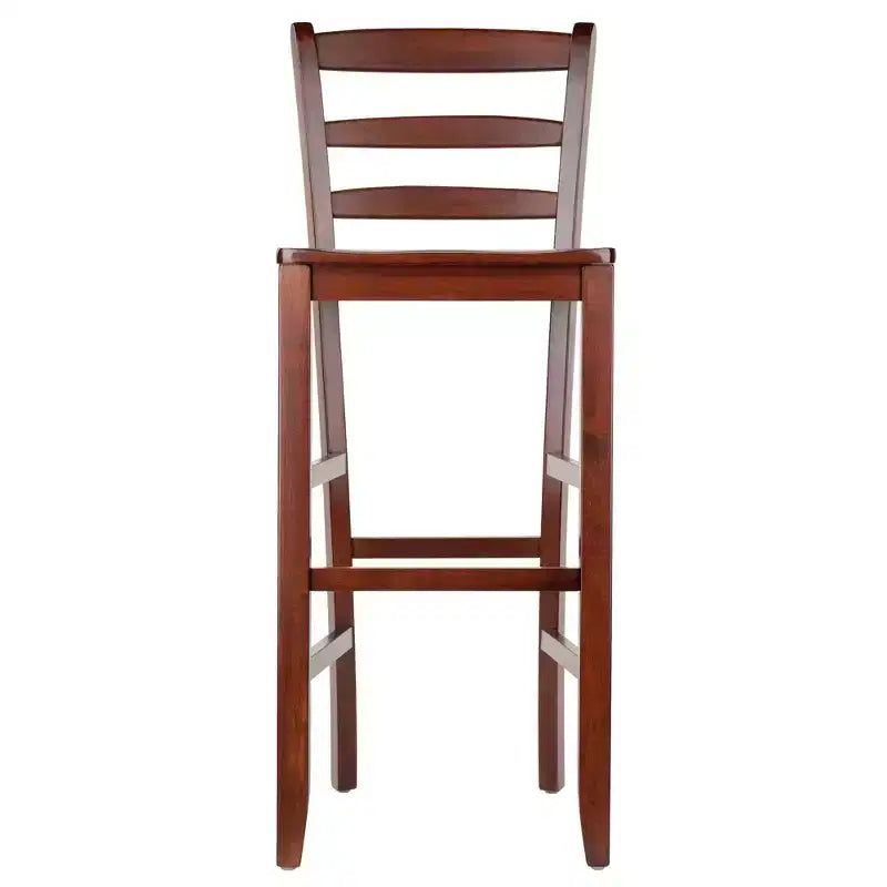 Tabouret de bar à dossier échelle en bois dur/noyer