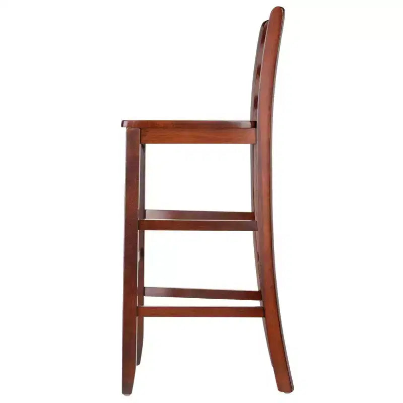 Tabouret de bar à dossier échelle en bois dur/noyer