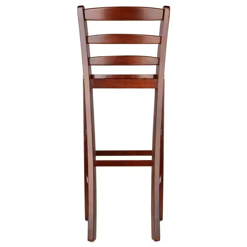 Tabouret de bar à dossier échelle en bois dur/noyer