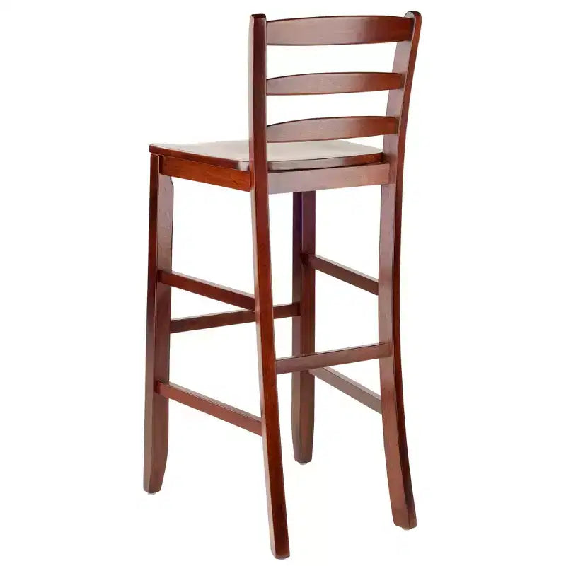 Tabouret de bar à dossier échelle en bois dur/noyer