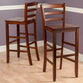 Tabouret de bar à dossier échelle en bois dur/noyer