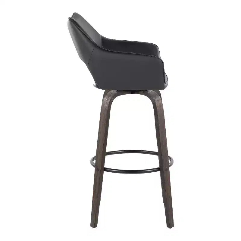Tabourets de bar Bois foncé/PU noir/Métal noir