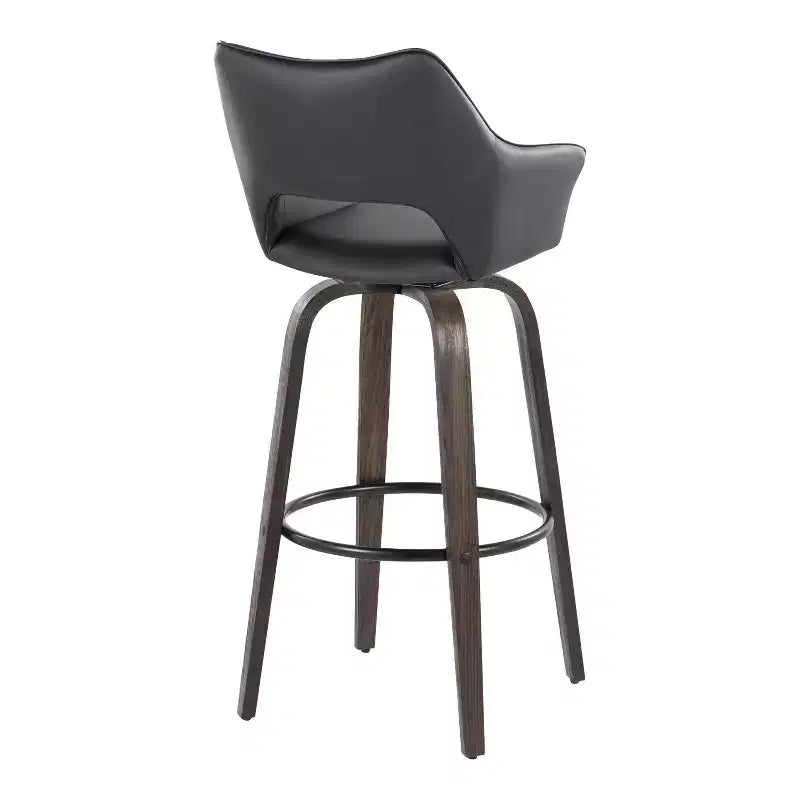 Tabourets de bar Bois foncé/PU noir/Métal noir