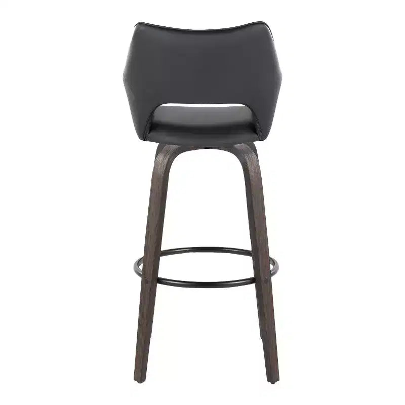 Tabourets de bar Bois foncé/PU noir/Métal noir