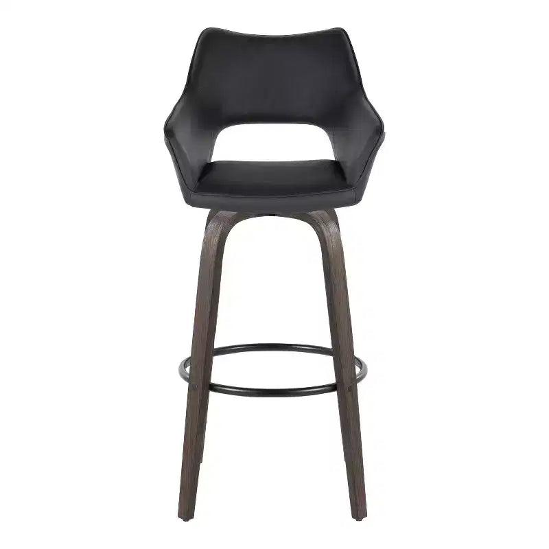 Tabourets de bar Bois foncé/PU noir/Métal noir