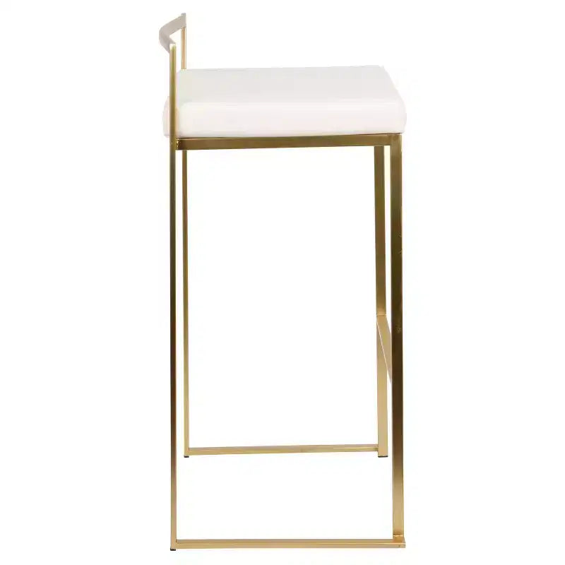 Tabourets de bar contemporains, rembourrés blancs, empilables, structure métallique