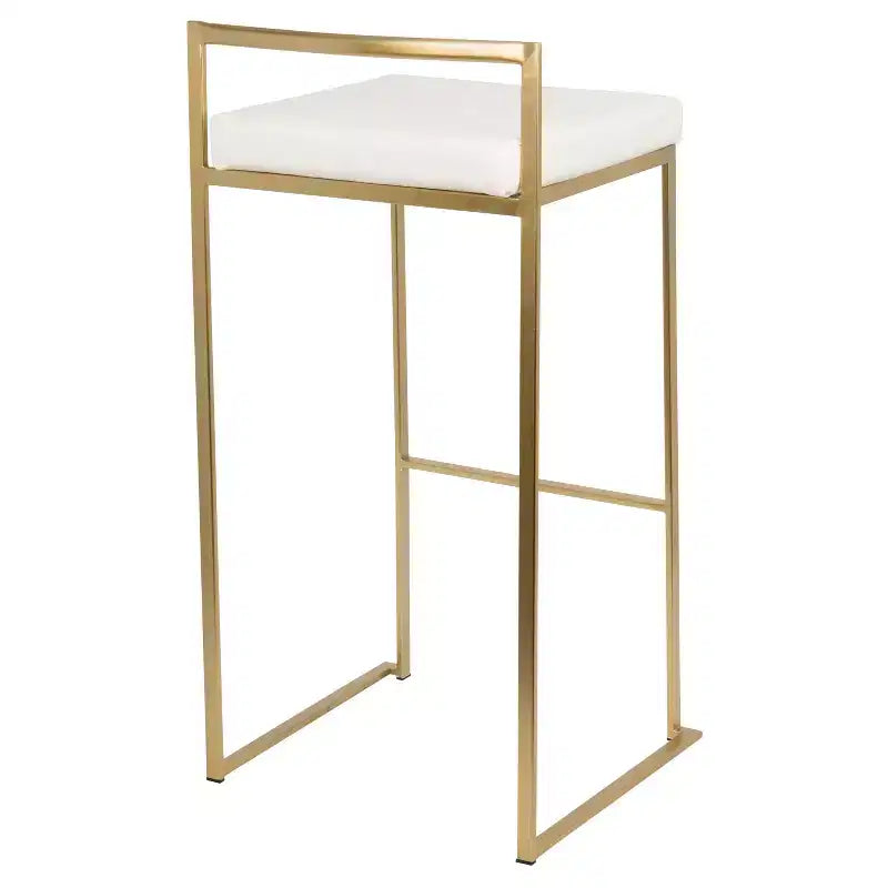 Tabourets de bar contemporains, rembourrés blancs, empilables, structure métallique