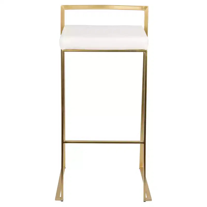 Tabourets de bar contemporains, rembourrés blancs, empilables, structure métallique