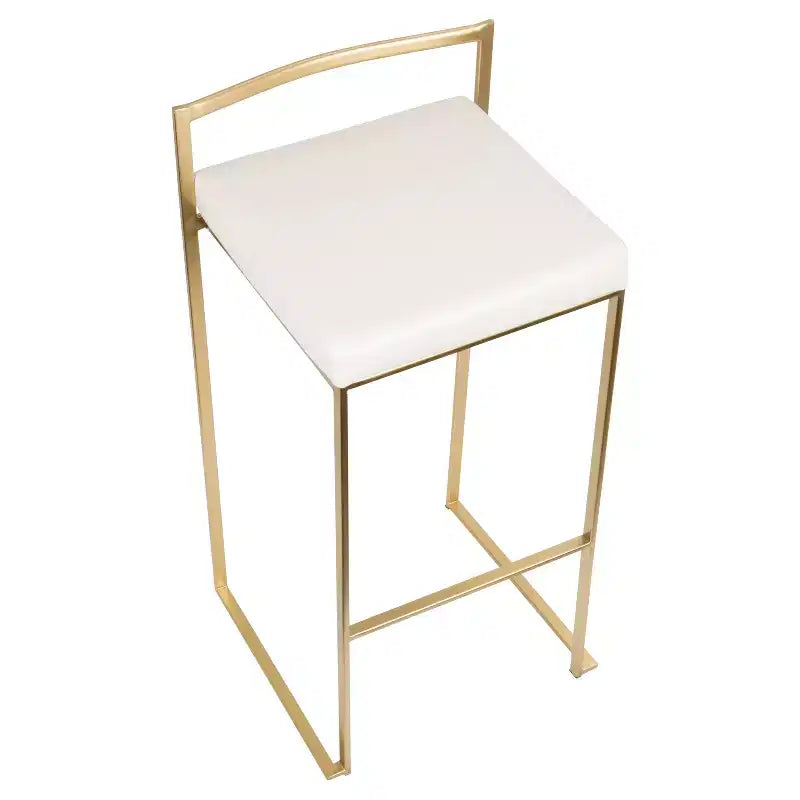 Tabourets de bar contemporains, rembourrés blancs, empilables, structure métallique