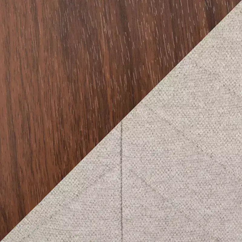 Tabourets de bar hauteur comptoir, bois de noyer/tissu beige