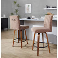Tabourets de bar hauteur comptoir en noyer et tissu marron