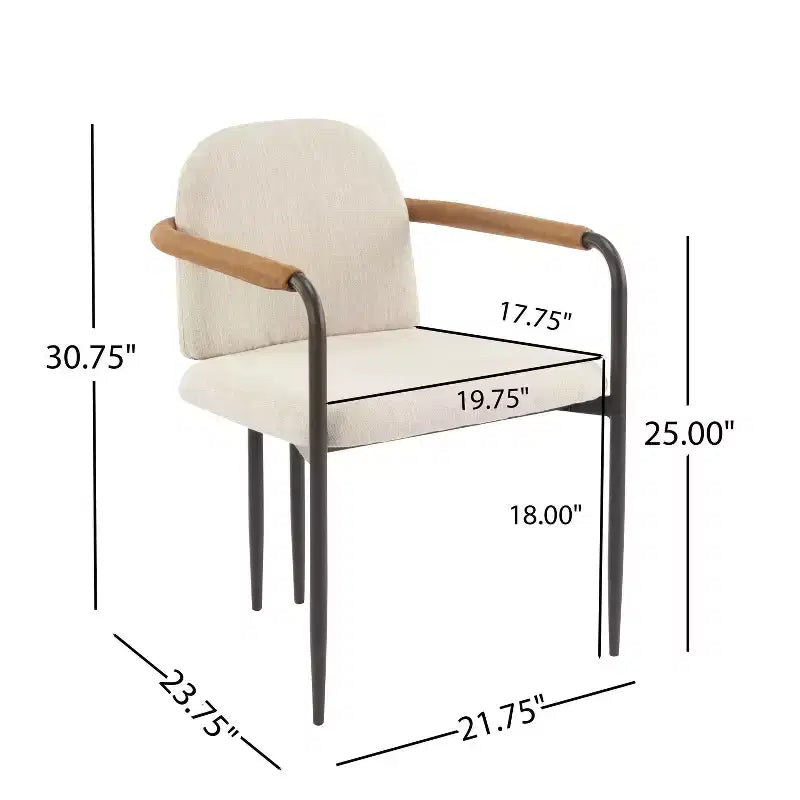 Chaises de salle à manger modernes rembourrées avec structure en fer Beige/Espresso