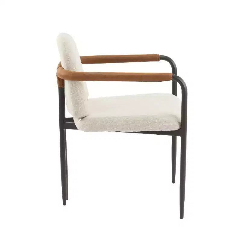 Chaises de salle à manger modernes rembourrées avec structure en fer Beige/Espresso