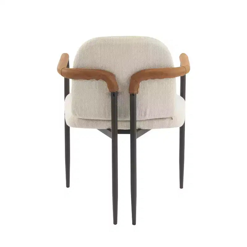 Chaises de salle à manger modernes rembourrées avec structure en fer Beige/Espresso