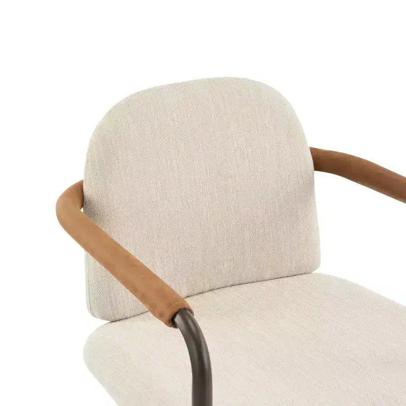 Chaises de salle à manger modernes rembourrées avec structure en fer Beige/Espresso