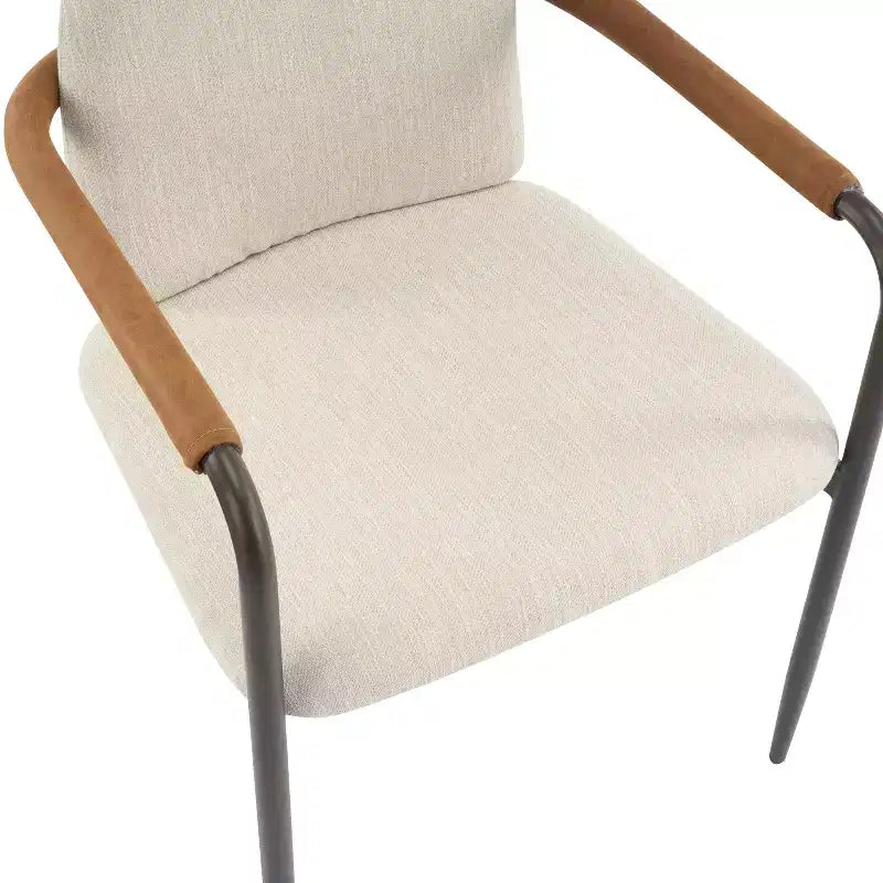 Chaises de salle à manger modernes rembourrées avec structure en fer Beige/Espresso