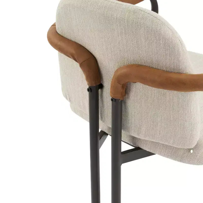 Chaises de salle à manger modernes rembourrées avec structure en fer Beige/Espresso