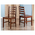 2pc Hamilton Ladder Back Chair - Antique Walnut - Winsome: Hardwood Frame Non-Upholstered 220lb Capacity
