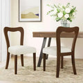 Chaises de salle à manger tapissées en bois d'hévéa avec dossier ouvert incurvé Beige/Noyer