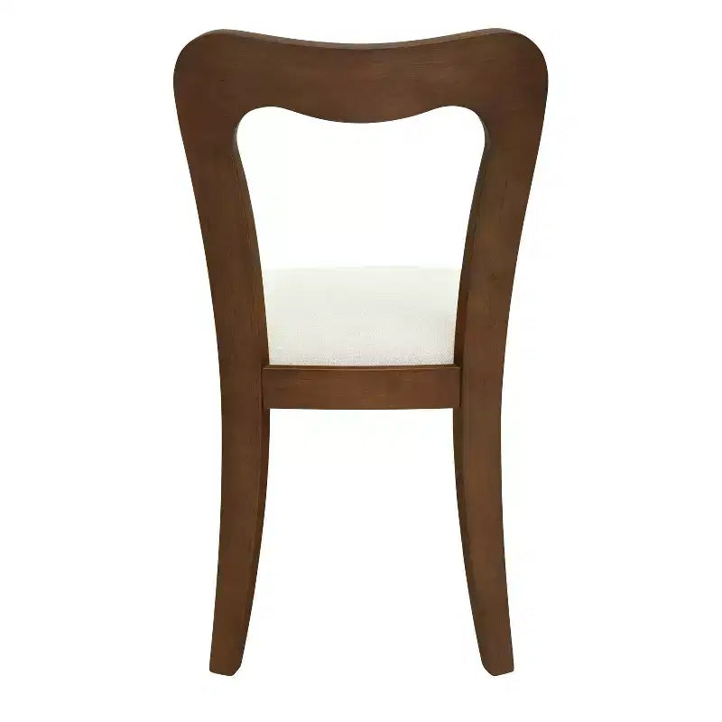 Chaises de salle à manger tapissées en bois d'hévéa avec dossier ouvert incurvé Beige/Noyer