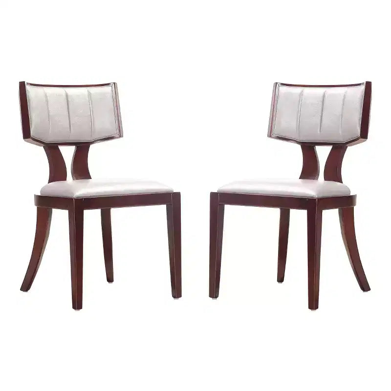 Chaises de salle à manger en similicuir argentées