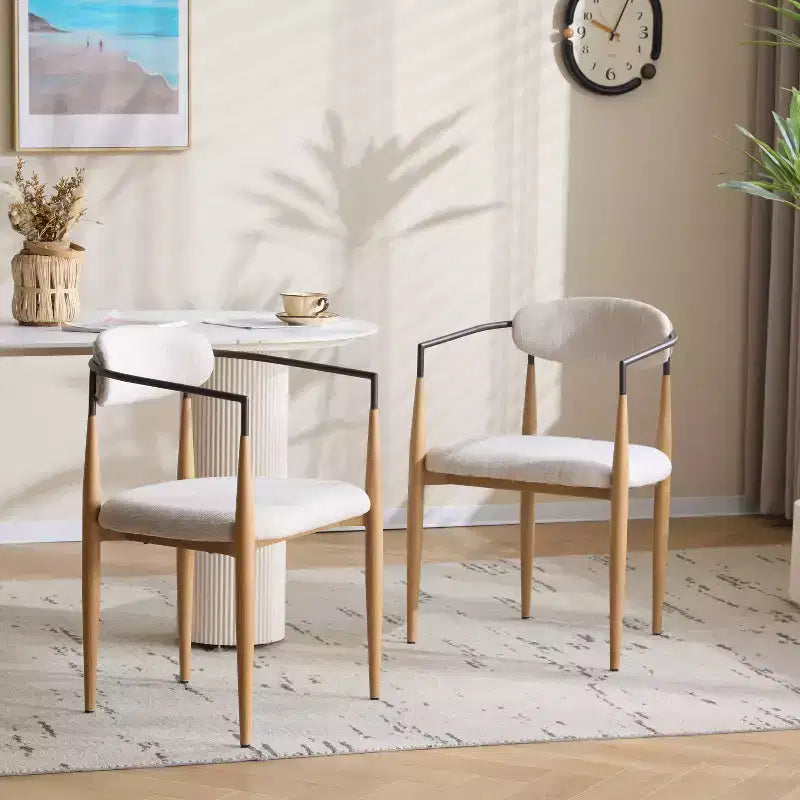 Chaises de salle à manger modernes en fer rembourrées avec dossier incurvé et ouvert