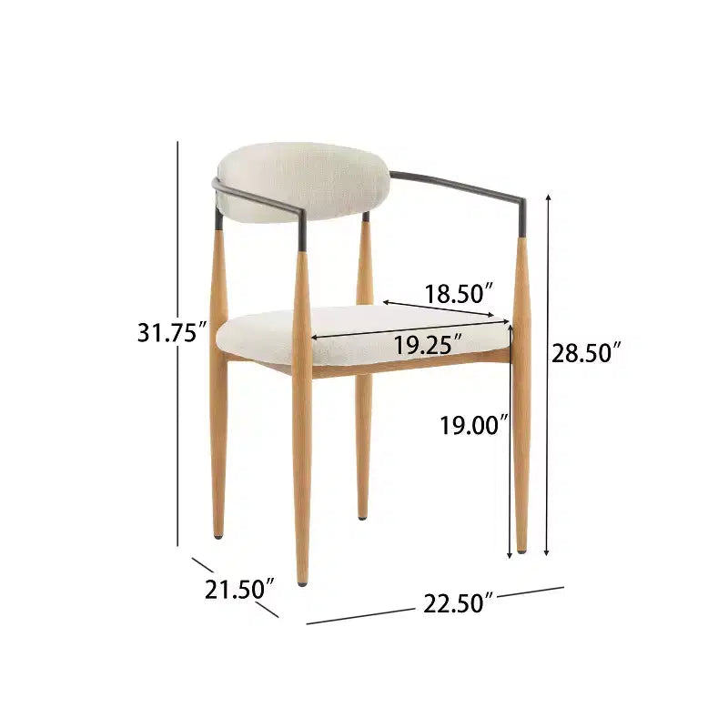 Chaises de salle à manger modernes en fer rembourrées avec dossier incurvé et ouvert