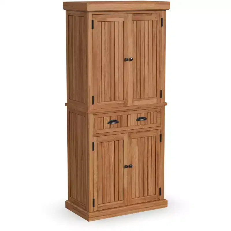 Nantucket Kitchen Storage Pantry - Natural: Home Styles Hardwood Standing Cabinet with Drawer & Shelves
