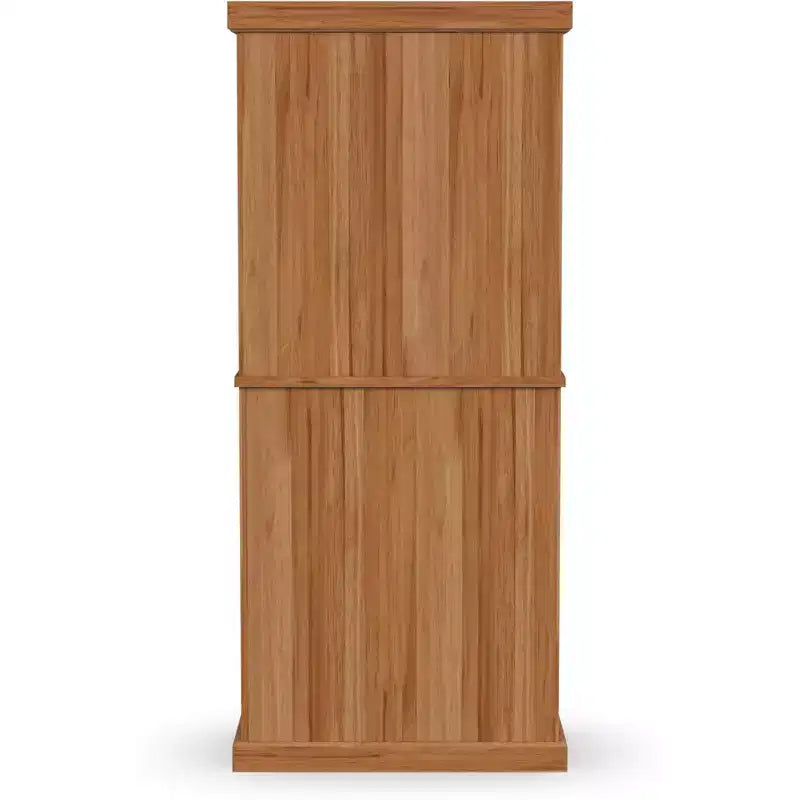Meuble de Rangement de Cuisine en Bois Dur Naturel avec Tiroir et Étagères