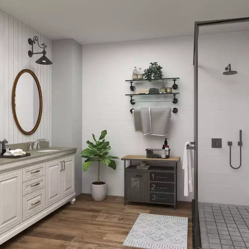 Armoire utilitaire en métal avec plateau en bois gris acier : Cadre en fer de style industriel