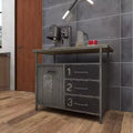 Armoire utilitaire en métal avec plateau en bois gris acier : Cadre en fer de style industriel