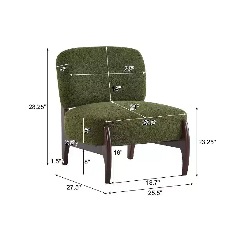 Fauteuils d'appoint modernes en bois d'hévéa et tissu bouclé verts