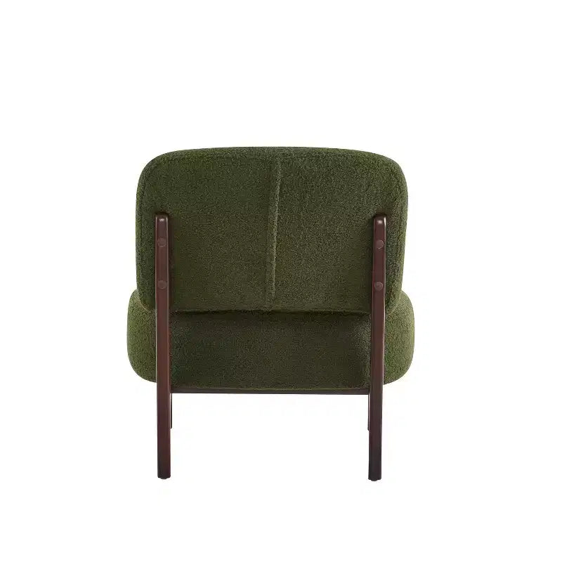 Fauteuils d'appoint modernes en bois d'hévéa et tissu bouclé verts
