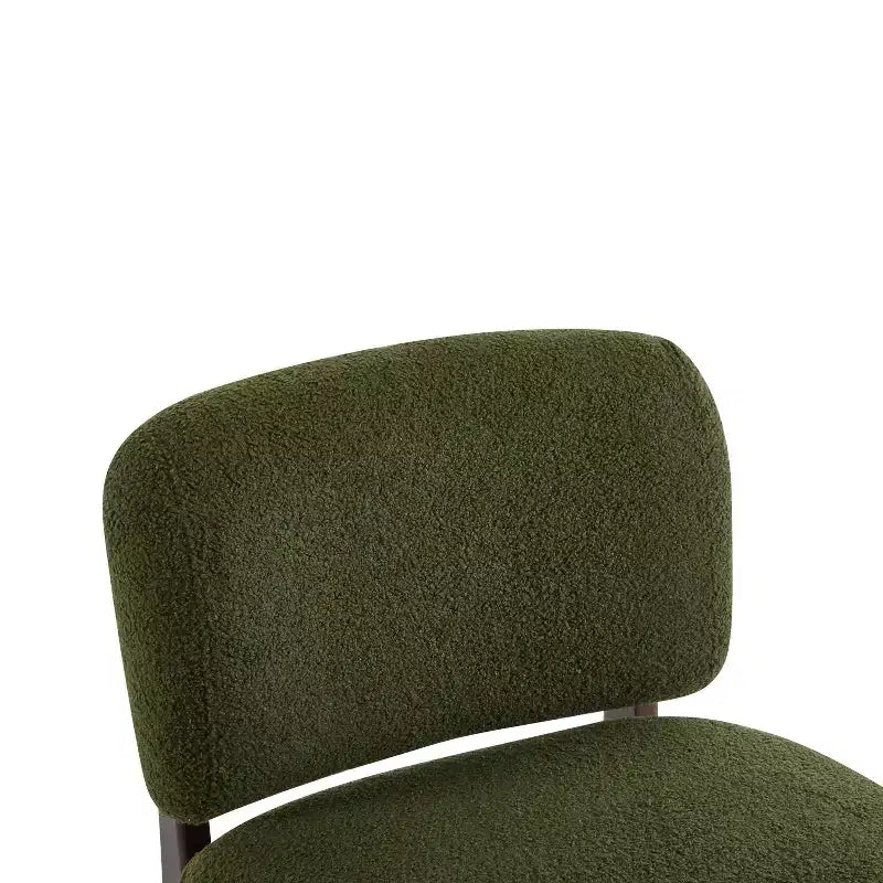 Fauteuils d'appoint modernes en bois d'hévéa et tissu bouclé verts