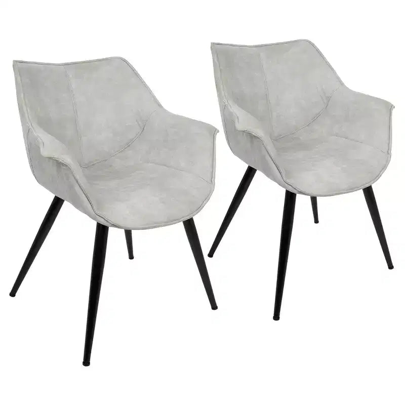 Set of 2 Wrangler Contemporary Accent Chair Light Gray - Lumisource: Suede-Like Upholstery Metal Legs Attached Cushions