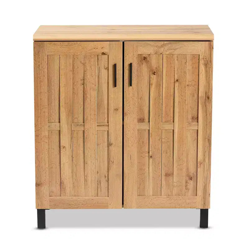 Meuble de rangement en bois à 2 portes chêne brun/noir