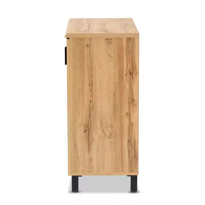 Meuble de rangement en bois à 2 portes chêne brun/noir