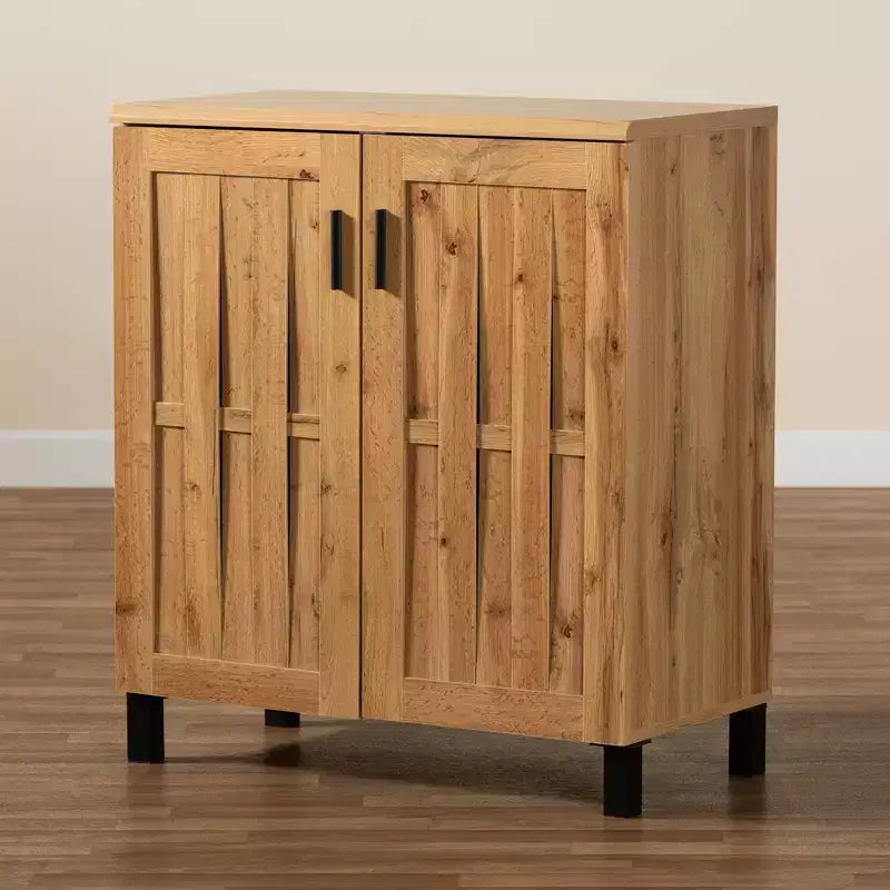 Meuble de rangement en bois à 2 portes chêne brun/noir