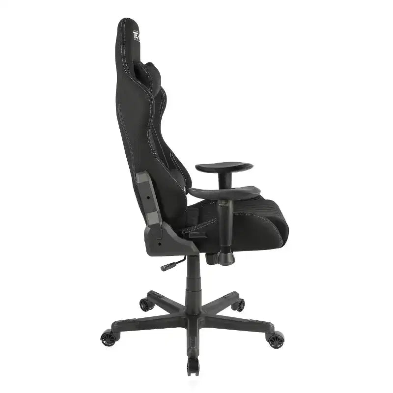 Fauteuil de jeu vidéo ergonomique en tissu, style course, dossier haut, noir