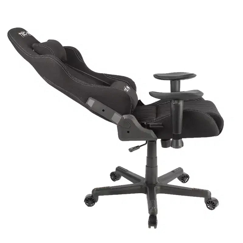 Fauteuil de jeu vidéo ergonomique en tissu, style course, dossier haut, noir