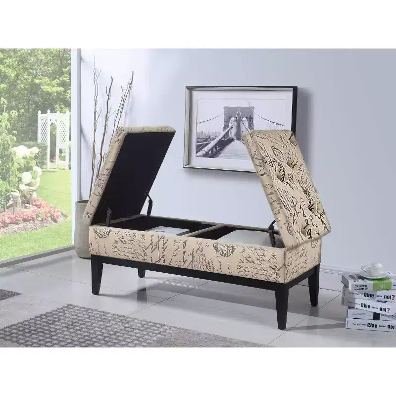 Banc de rangement double relevable gris