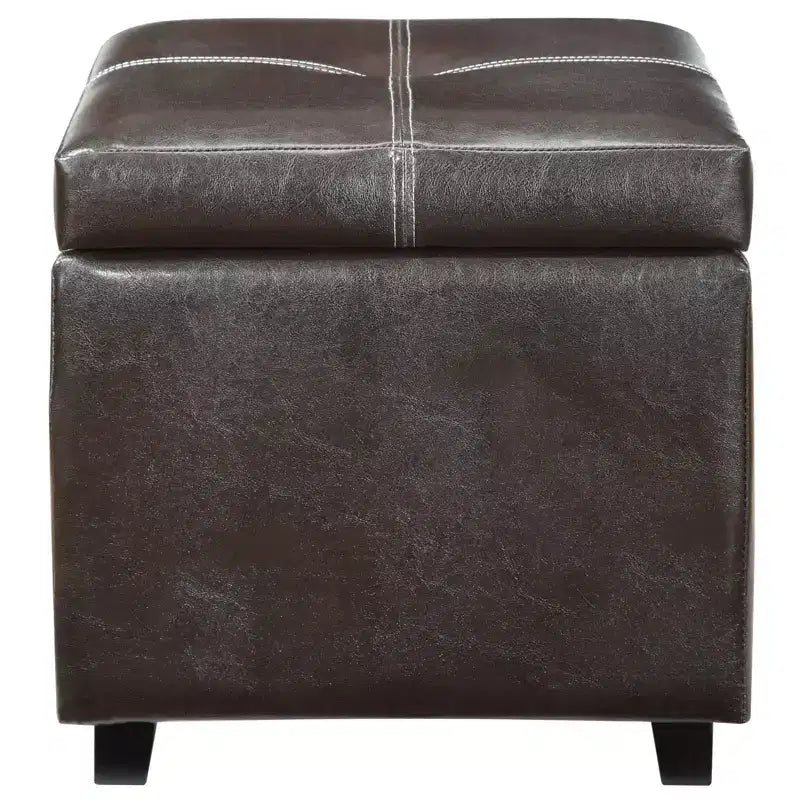 Pouffe de rangement en vinyle capitonné
