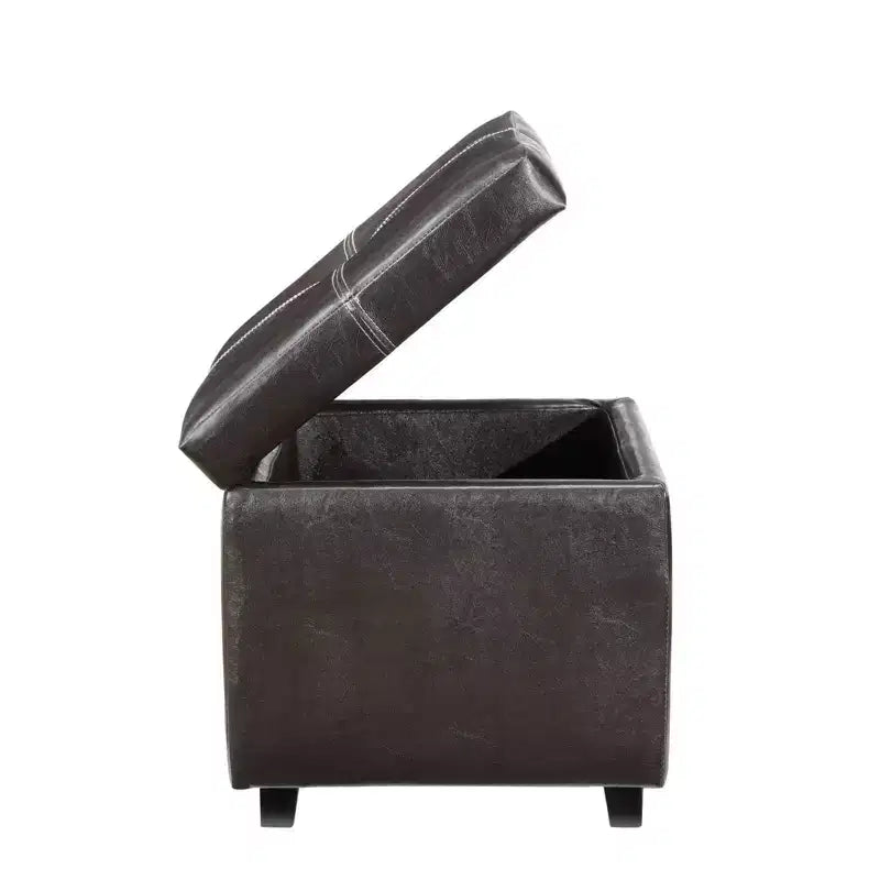 Pouffe de rangement en vinyle capitonné