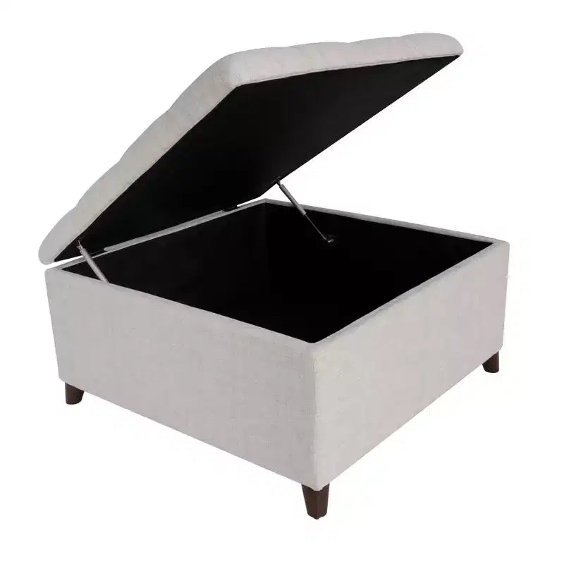 Pouf de rangement carré naturel