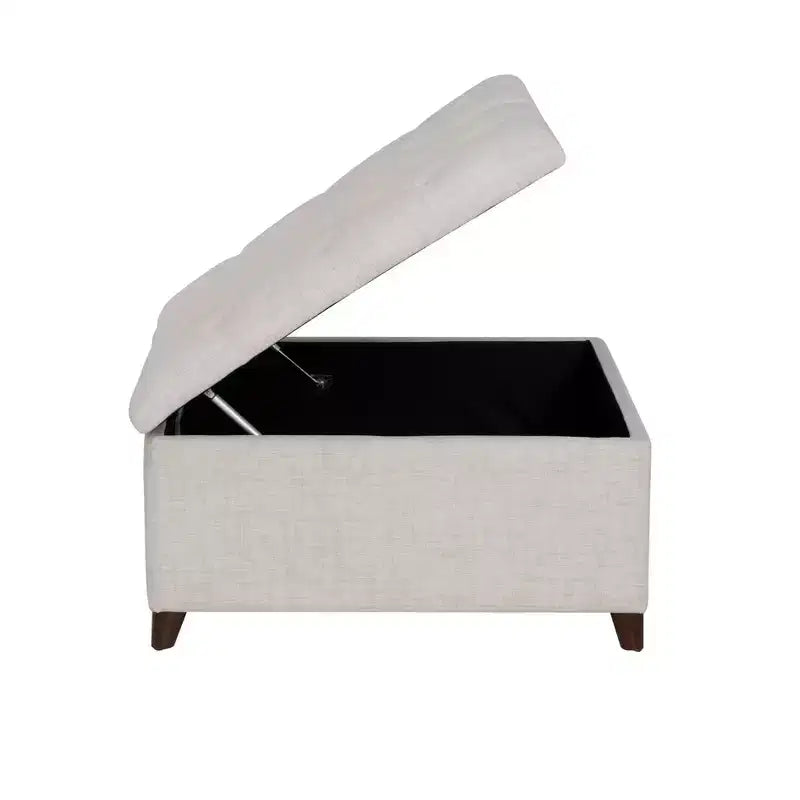 Pouf de rangement carré naturel