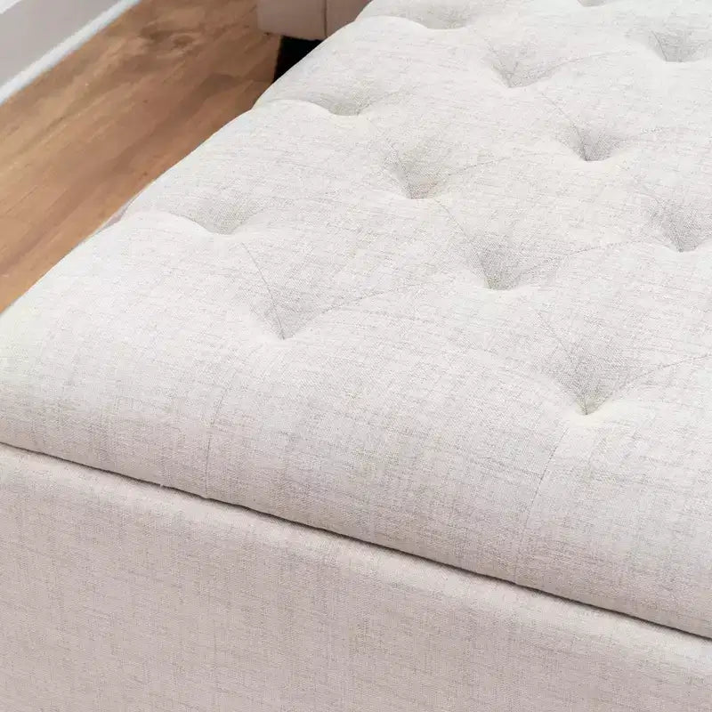 Pouf de rangement carré naturel