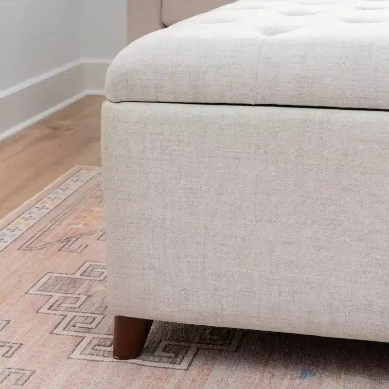 Pouf de rangement carré naturel
