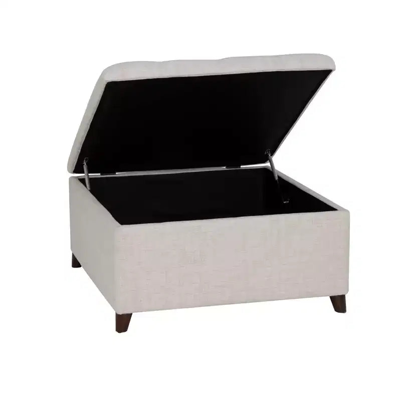 Pouf de rangement carré naturel